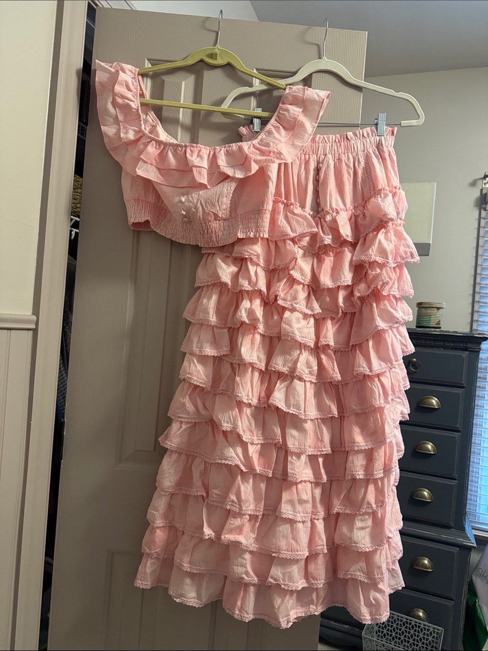 Beulah Soft Pink Ruffle Set